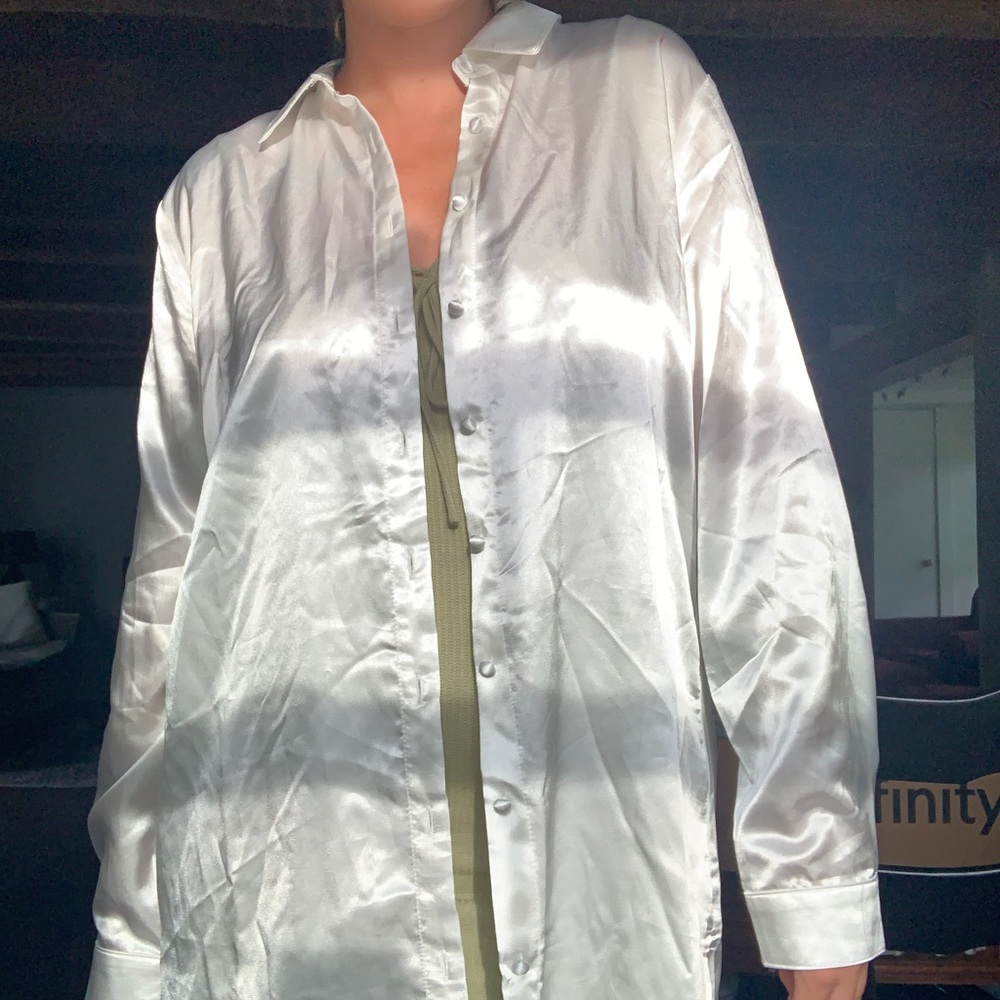 Princess polly 90210 satin shirt mini dress